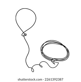 Abstract air balloon and comment as line drawing on white background. Vector