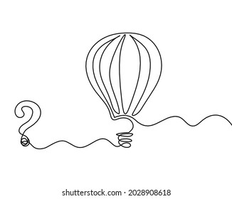 Abstract air balloon with question mark as line drawing on white background. Vector