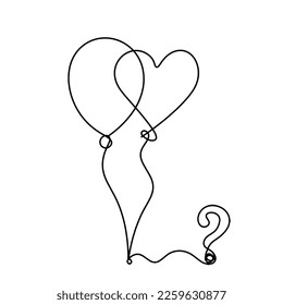 Abstract air balloon and question mark as line drawing on white background. Vector