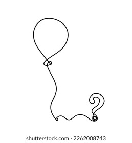 Abstract air balloon and question mark as line drawing on white background. Vector