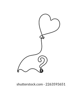 Abstract air balloon and question mark as line drawing on white background. Vector