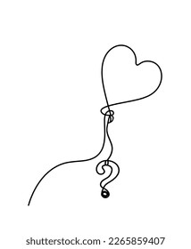 Abstract air balloon and question mark as line drawing on white background. Vector