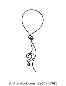 Abstract air balloon and question mark as line drawing on white background. Vector