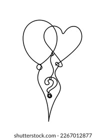 Abstract air balloon and question mark as line drawing on white background. Vector