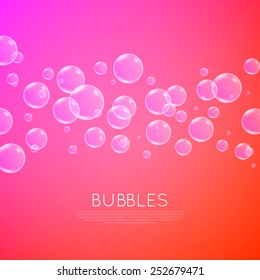 Abstract air bubbles on bright pink and red background