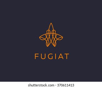 Abstract aircraft  logo icon vector design. Line plane premium symbol. Start up universal vector sign.