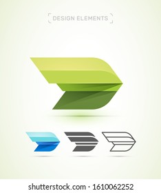 Abstract aircraft wing logo icon set. Origami paper and fluent material design style. Eco