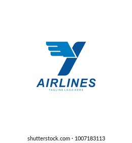 abstract airline blue logo