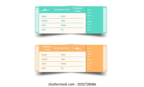 Abstract Airline Company Ticket With Shadow Vector Design Style Isolated On White Background