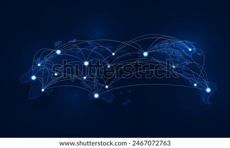 Abstract Airlines of the world map of airplane for logistic on Light out business  technology background Hitech communication concept innovation background, vector design