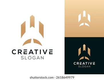 Abstract airplane with bar chart logo design for finance and transportation