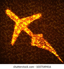 Abstract airplane of glowing particles. Vector illustration. Eps10