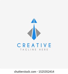 Abstract Airplane Icon and Square Shape Vector For Business Startup Logo Design Template 