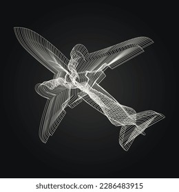 Abstract Airplane on Black Background