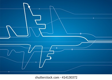 Abstract airplane white lines, vector design lines background, aviation wallpaper