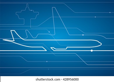 Abstract airplane white lines, vector design lines background, aviation wallpaper