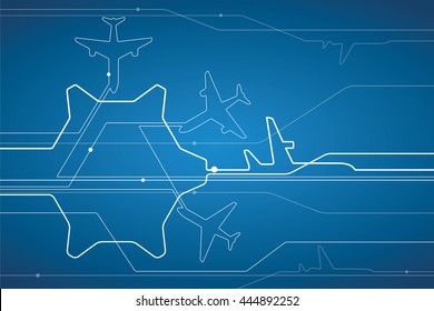 Abstract airplane white lines, vector design lines background, aviation wallpaper