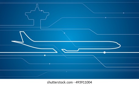 Abstract Airplane White Lines, Vector Design Lines Background, Aviation Wallpaper