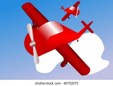 Abstract airplanes with cloud in sky