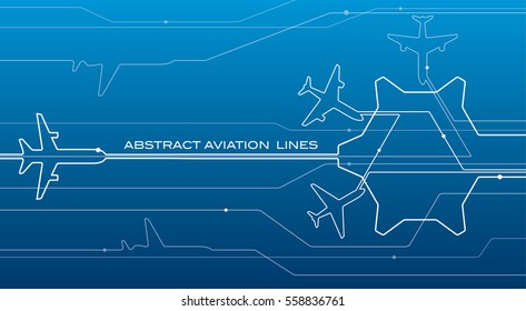 Abstract airport white lines composition, transportation background, vector design aviation wallpaper