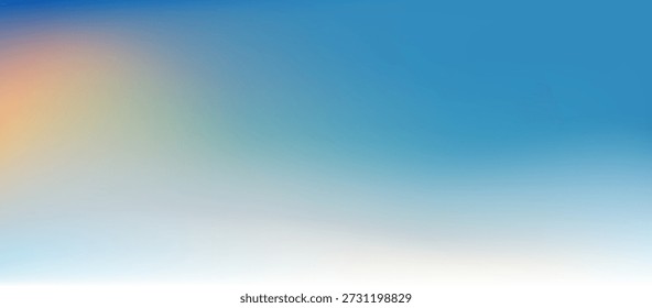 Fundo do gradiente do céu azul arejado abstrato com luz solar suave e neblina suave das nuvens. Fundo de verão pastel mínimo para cartazes, mídias sociais, banners, apresentações e modelos de design modernos