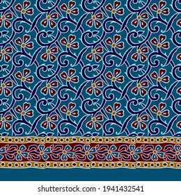 abstract ajrakh paisley  pattern   with border background design