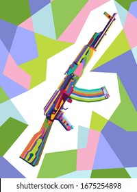 Abstrakt Ak-47.bunt mit geometrischem wpap style.Vektorillustration eps10.editable.