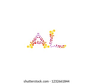 Abstract AL Letter Trendy Gradation Techno Hexagon Honeycomb Logotype