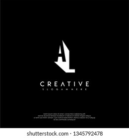 abstract AL logo letters in shadow shape design concept