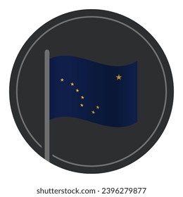 Resumen Icono plano de la bandera alaska en círculo aislado en fondo blanco