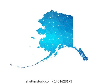 Abstract Alaska Map geometric rumpled triangular low poly style gradient graphic on white background , line dots polygonal design for your . Vector illustration eps 10