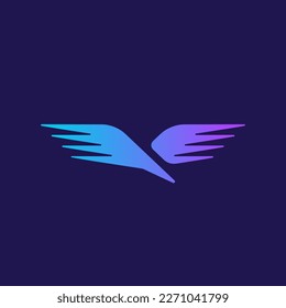 Abstract Albatross Bird Flying with Open Wings Logo Design Vector