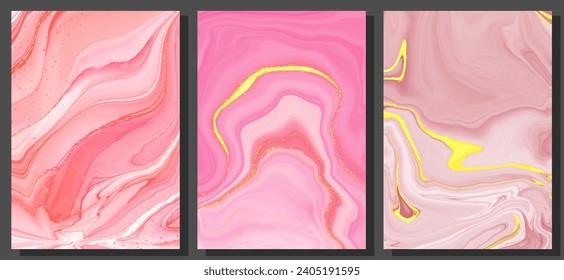 Abstract alcohol ink background with golden crackers. Design template with glitter kintsugi, vector illustration.