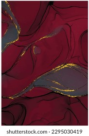 Resumen tinta de alcohol elegante fondo de brillo de oro rojo