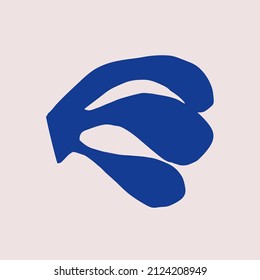 Silhouette de algas abstractas cortada. Ilustración vectorial plana de planta orgánica en técnica de colaje aislada. Inspirado por Henri Matisse.