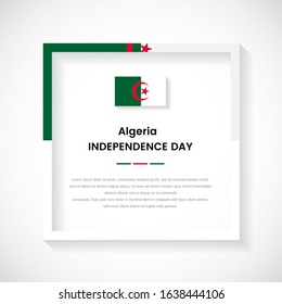 Abstract Algeria flag square frame stock illustration. Elegant country frame with text for Independence day of Algeria. svg