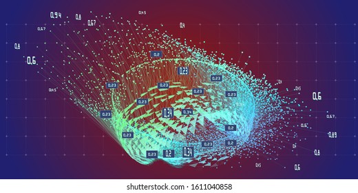Abstract algorithm  making analysis. Big data. Quantum virtual cryptography. Business and science visualization of artificial intelligence. Blockchain. 