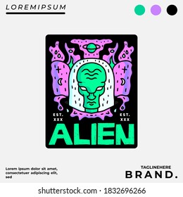 Abstract alien design illustration for apparel.
