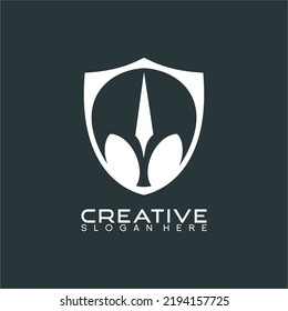 Abstract alien design logo vector with shield concept.
