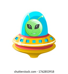 Abstract Alien Ufo Vector Cartoon In Flying Saucer Design Style