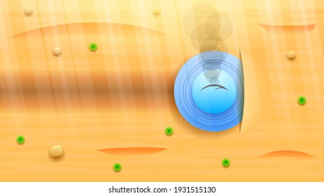 Abstract Aliens On Flying Saucers Background Gradient Unidentified Flying Object Ufo Crash Sand Vector Design Style