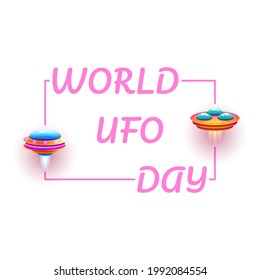 Abstract Aliens On Flying Saucers White Background Unidentified Flying Object World Ufo Day Vector Design Style