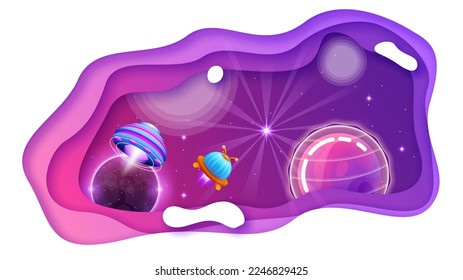 Abstract Aliens On Flying Saucers In Dark Space Planet Background Gradient Unidentified Flying Object Ufo Stars Vector Design Style