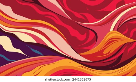 Abstract alizarin rad and orange Dynamical colored forms and line. Gradient abstract banners with flowing liquid shapes textile texture wave background