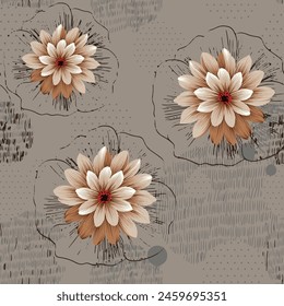 abstracto todo sobre el patrón de flores de Vector en marrón