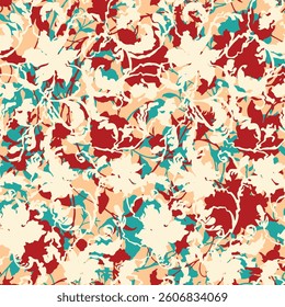 abstract all over vector flowers pattern on red