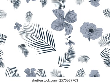 Abstract Aloha hibiscus flowers Hawaiian tropical seamless pattern. nature floral abstract background. Summers,fabric 