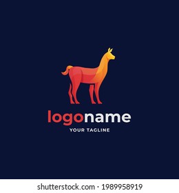 abstract alpaca llama logo gradient style for southern farm countryside business company