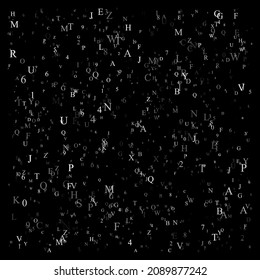 abstract alphabet background with flying letters. Vector backdrop