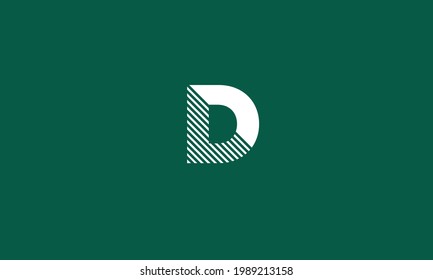 alfabeto abstracto D con logotipo de líneas